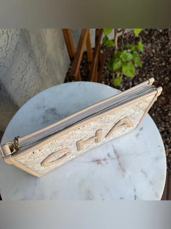 Chanel Tweed PVC Large Wristlet Clutch - Picture 7 of 16